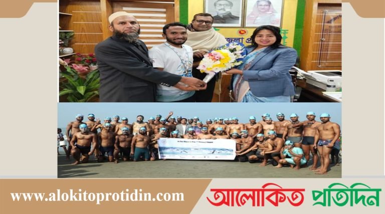 সাঁতারে বাংলা চ্যানেল পাড়ি দেওয়ায়,বেলকুচির কৃতি সন্তানকে সংবর্ধনা প্রদান