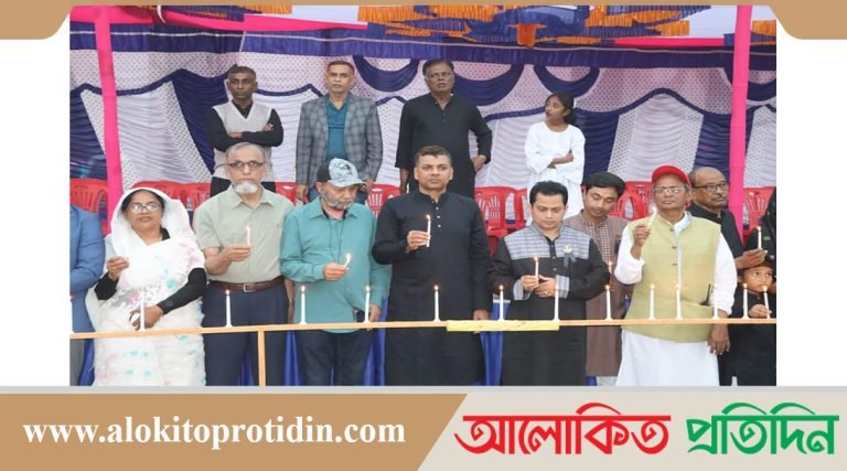 নড়াইলে ভাষা শ-হী-দে-র স্মরণে লাখো প্রদীপ প্রজ্বলন