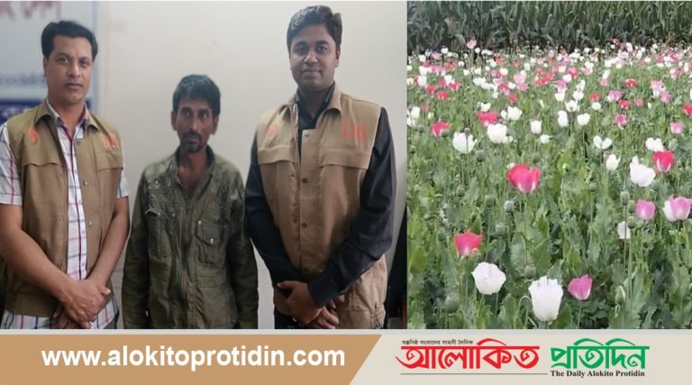 শিবালয়ে নিষিদ্ধ আফিম গাছের আবাদ করায় এক কৃষককে আটক