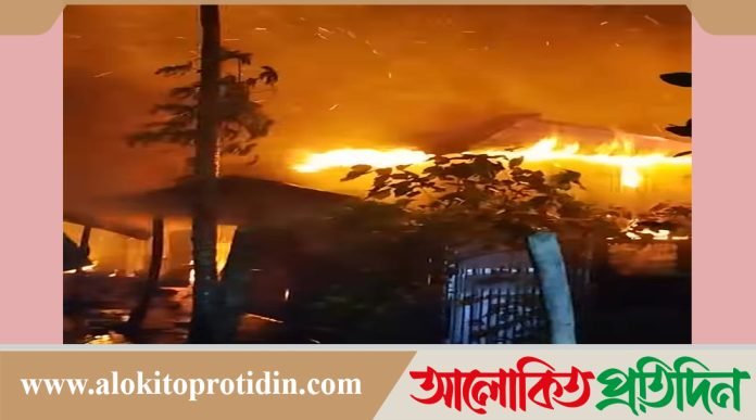 গোপালগঞ্জে অগ্নিকাণ্ডে ১০ টি দোকান পুড়ে ছাই 