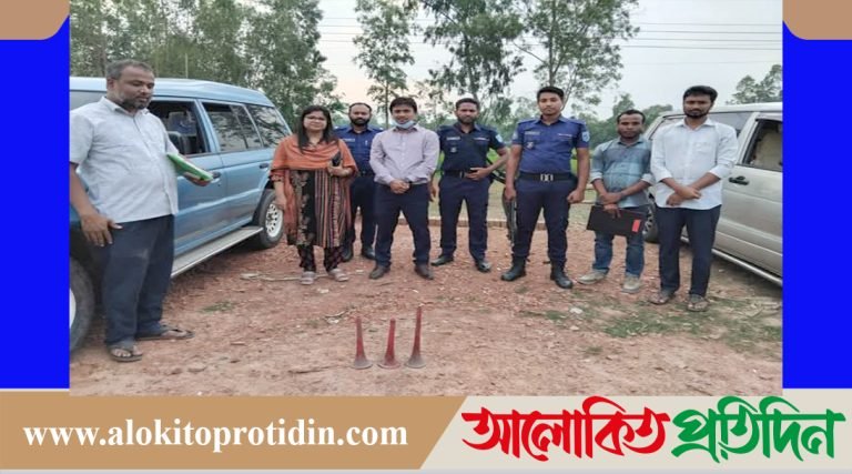 নীলফামারীতে নিষিদ্ধ হাইড্রোলিক হর্ণ ব্যবহারকারী যানবাহনের বিরুদ্ধে অভিযান